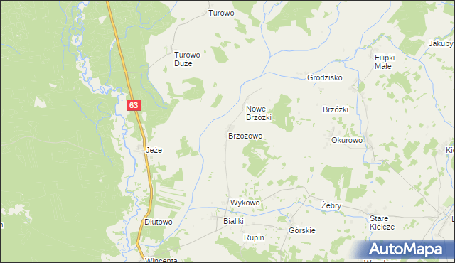 mapa Brzozowo gmina Kolno, Brzozowo gmina Kolno na mapie Targeo