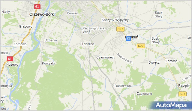 mapa Czarnowiec gmina Rzekuń, Czarnowiec gmina Rzekuń na mapie Targeo