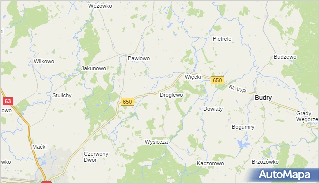 mapa Droglewo, Droglewo na mapie Targeo