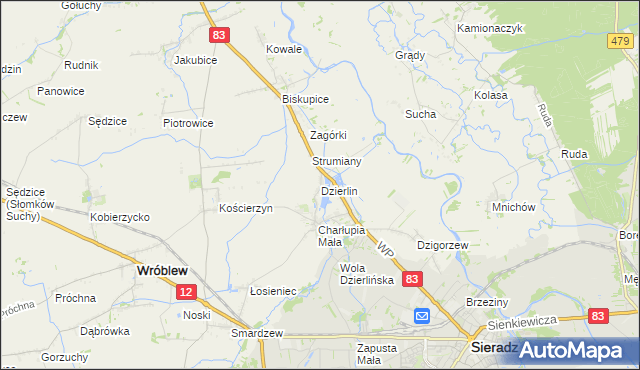 mapa Dzierlin, Dzierlin na mapie Targeo