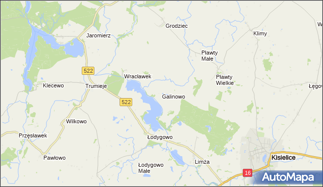 mapa Galinowo, Galinowo na mapie Targeo