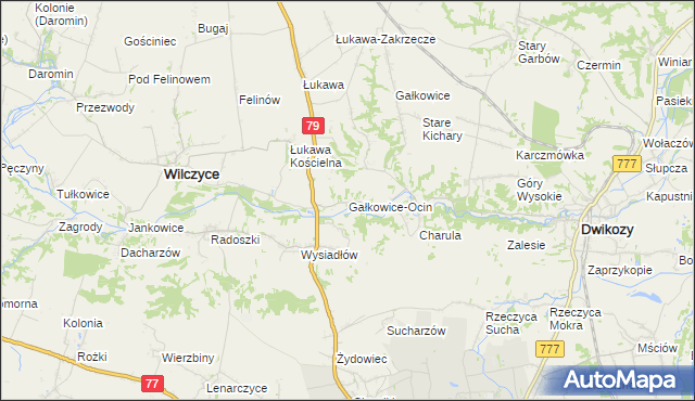 mapa Gałkowice-Ocin, Gałkowice-Ocin na mapie Targeo