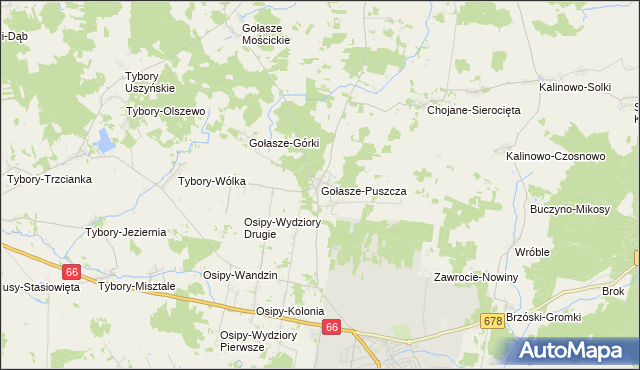 mapa Gołasze-Puszcza, Gołasze-Puszcza na mapie Targeo