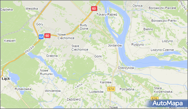 mapa Górki gmina Gąbin, Górki gmina Gąbin na mapie Targeo