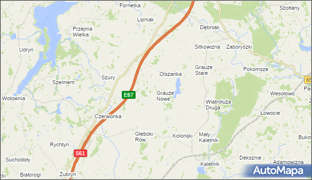 mapa Grauże Nowe, Grauże Nowe na mapie Targeo