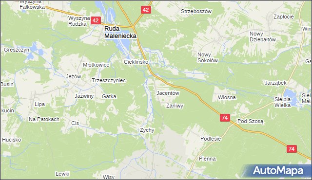 mapa Jacentów, Jacentów na mapie Targeo