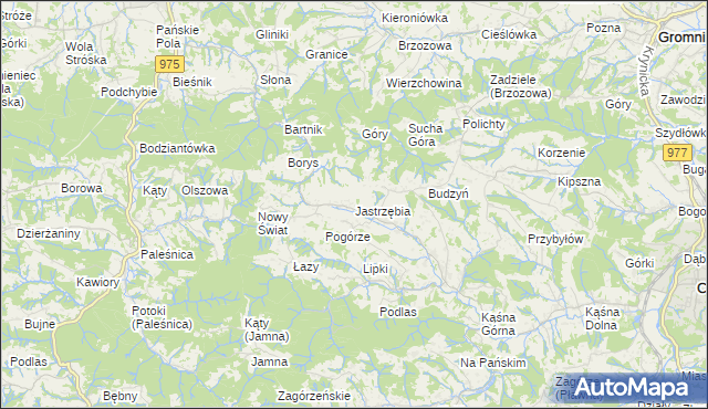 mapa Jastrzębia gmina Ciężkowice, Jastrzębia gmina Ciężkowice na mapie Targeo