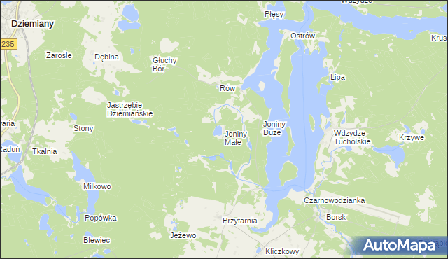 mapa Joniny Małe, Joniny Małe na mapie Targeo