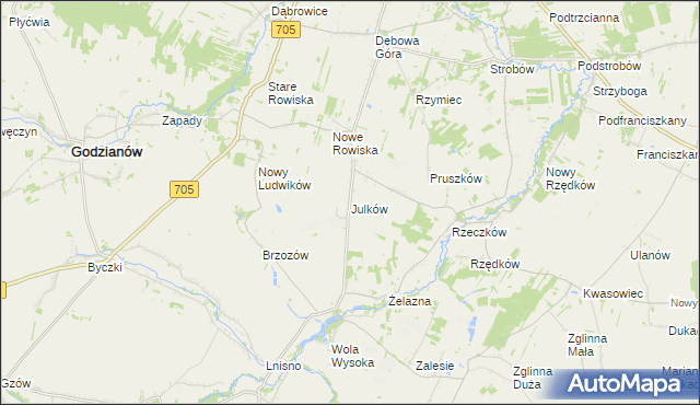 mapa Julków gmina Skierniewice, Julków gmina Skierniewice na mapie Targeo