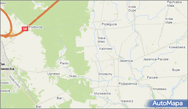mapa Kalinowo-Parcele, Kalinowo-Parcele na mapie Targeo