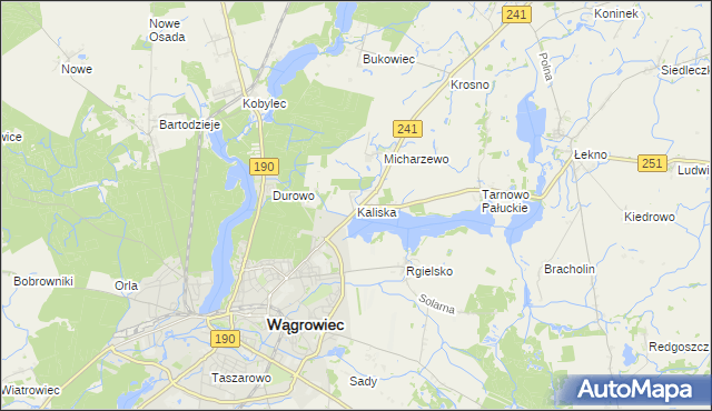 mapa Kaliska gmina Wągrowiec, Kaliska gmina Wągrowiec na mapie Targeo