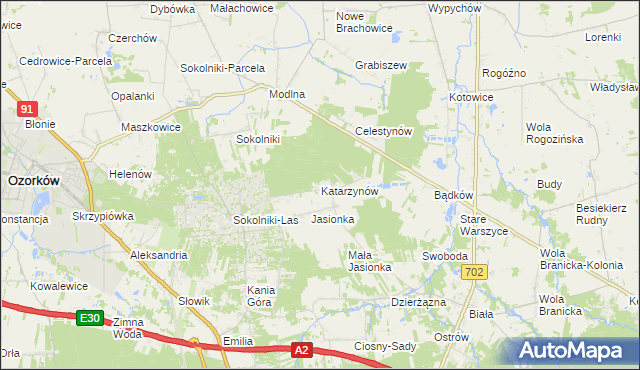 mapa Katarzynów gmina Ozorków, Katarzynów gmina Ozorków na mapie Targeo