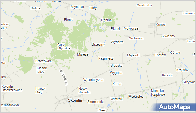 mapa Kazimierz gmina Skomlin, Kazimierz gmina Skomlin na mapie Targeo