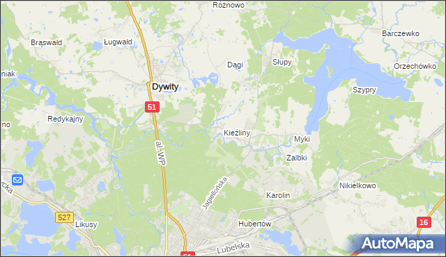 mapa Kieźliny, Kieźliny na mapie Targeo