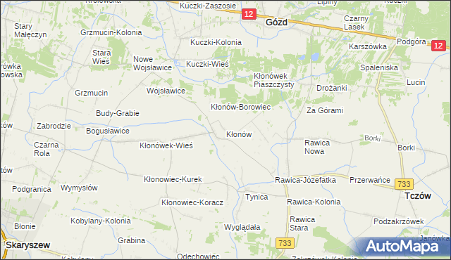 mapa Kłonów, Kłonów na mapie Targeo