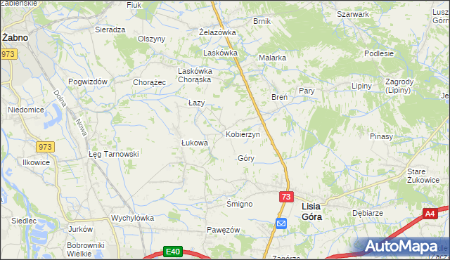 mapa Kobierzyn gmina Lisia Góra, Kobierzyn gmina Lisia Góra na mapie Targeo