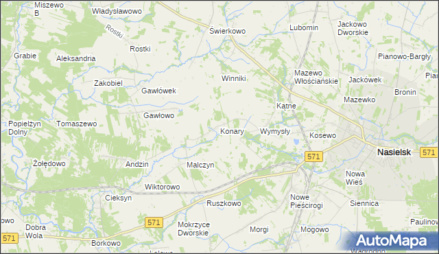 mapa Konary gmina Nasielsk, Konary gmina Nasielsk na mapie Targeo