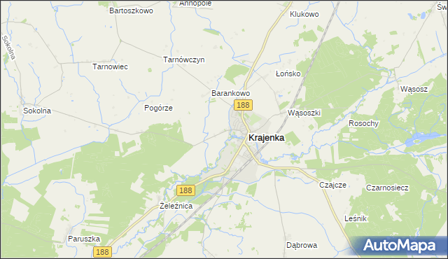 mapa Krajenka-Wybudowanie, Krajenka-Wybudowanie na mapie Targeo