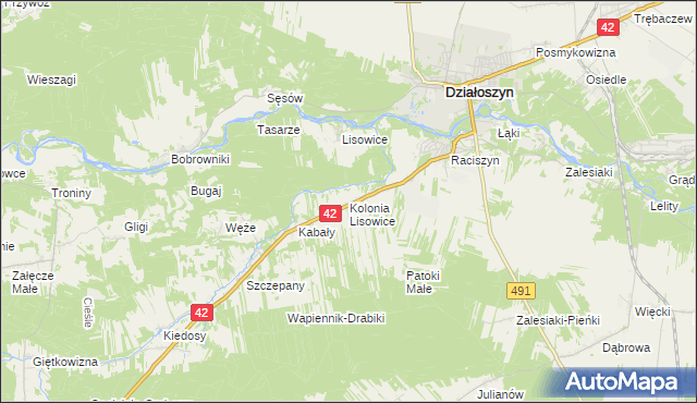 mapa Lisowice-Kolonia, Lisowice-Kolonia na mapie Targeo