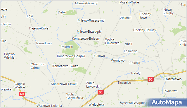 mapa Łukowo gmina Karniewo, Łukowo gmina Karniewo na mapie Targeo