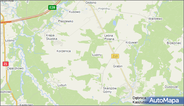 mapa Łupiny gmina Słupsk, Łupiny gmina Słupsk na mapie Targeo