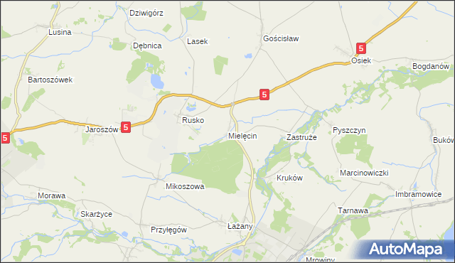 mapa Mielęcin gmina Żarów, Mielęcin gmina Żarów na mapie Targeo