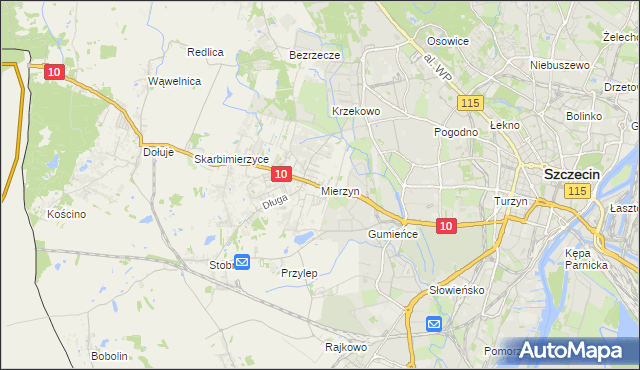 mapa Mierzyn gmina Dobra (Szczecińska), Mierzyn gmina Dobra (Szczecińska) na mapie Targeo
