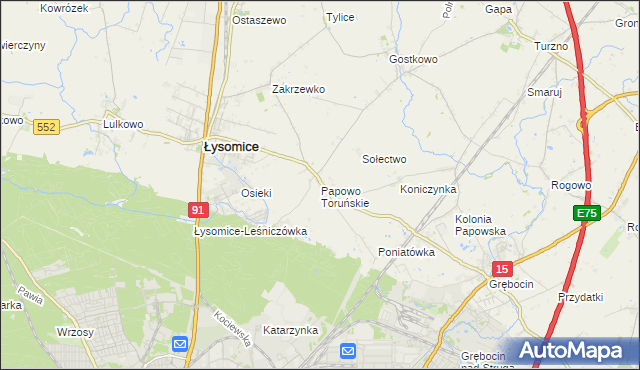 mapa Papowo Toruńskie, Papowo Toruńskie na mapie Targeo