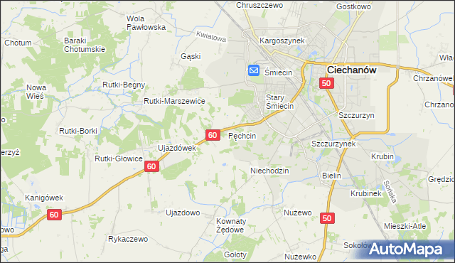 mapa Pęchcin, Pęchcin na mapie Targeo