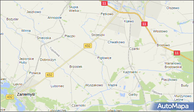 mapa Pigłowice, Pigłowice na mapie Targeo