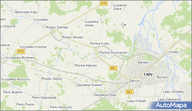 mapa Płonka Kościelna, Płonka Kościelna na mapie Targeo