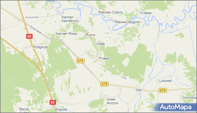 mapa Pniewo gmina Łomża, Pniewo gmina Łomża na mapie Targeo