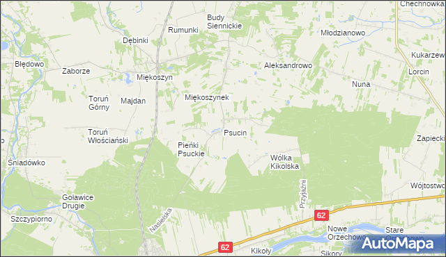 mapa Psucin, Psucin na mapie Targeo