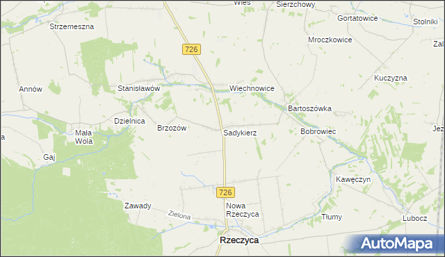 mapa Sadykierz gmina Rzeczyca, Sadykierz gmina Rzeczyca na mapie Targeo