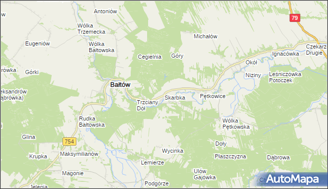 mapa Skarbka, Skarbka na mapie Targeo