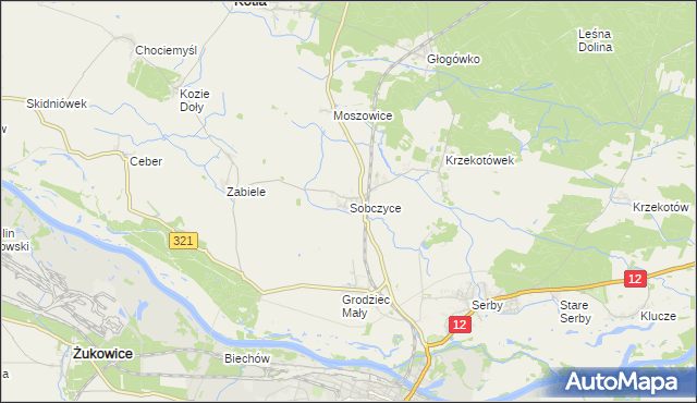 mapa Sobczyce, Sobczyce na mapie Targeo