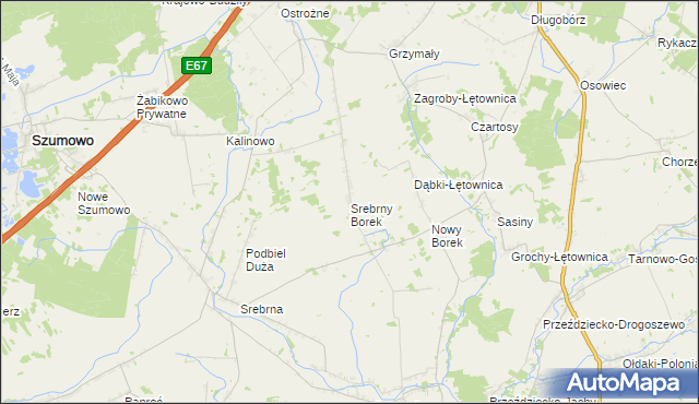 mapa Srebrny Borek, Srebrny Borek na mapie Targeo