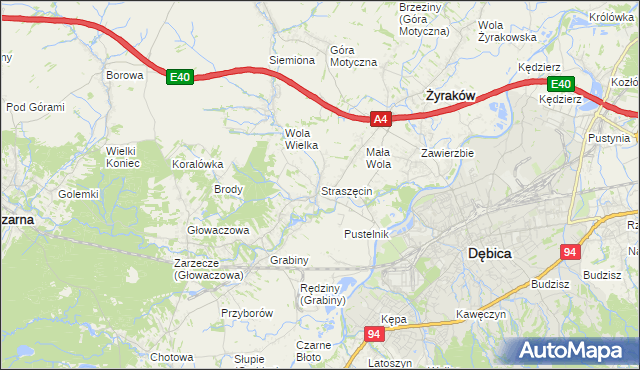 mapa Straszęcin, Straszęcin na mapie Targeo