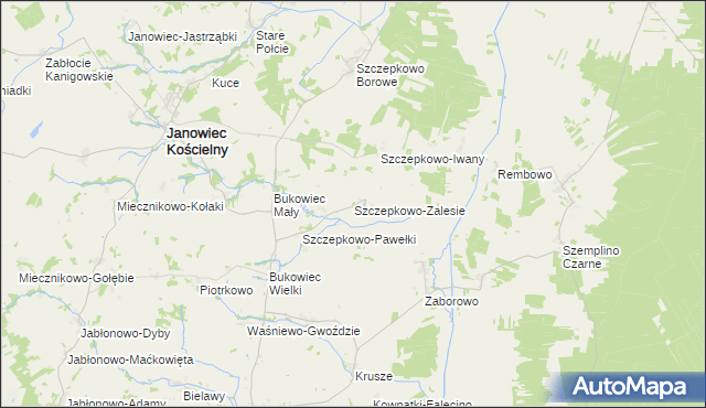 mapa Szczepkowo-Zalesie, Szczepkowo-Zalesie na mapie Targeo