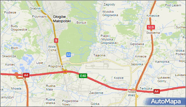 mapa Tajęcina, Tajęcina na mapie Targeo