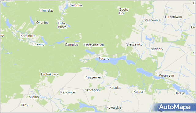mapa Tuczno gmina Pobiedziska, Tuczno gmina Pobiedziska na mapie Targeo
