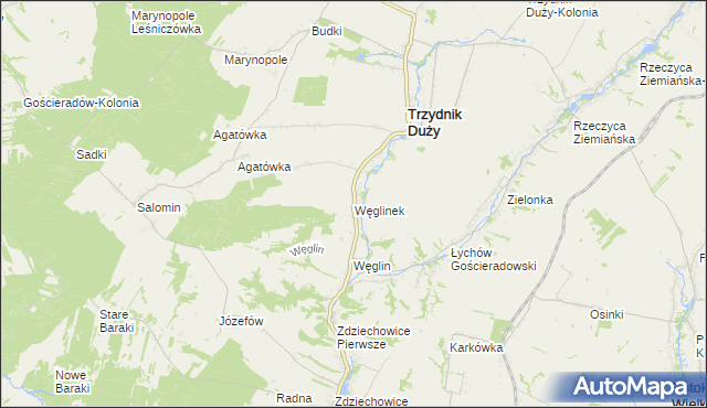 mapa Węglinek gmina Trzydnik Duży, Węglinek gmina Trzydnik Duży na mapie Targeo