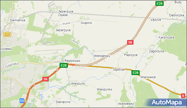 mapa Wielogłowy gmina Damnica, Wielogłowy gmina Damnica na mapie Targeo