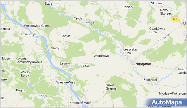 mapa Wiktorowo gmina Perlejewo, Wiktorowo gmina Perlejewo na mapie Targeo