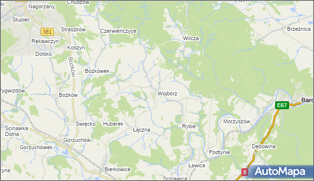 mapa Wojbórz, Wojbórz na mapie Targeo