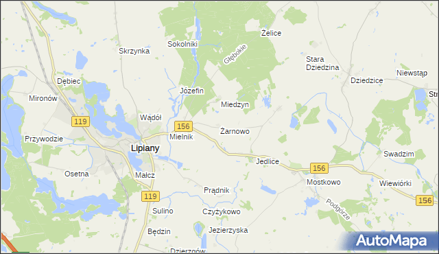 mapa Żarnowo gmina Lipiany, Żarnowo gmina Lipiany na mapie Targeo