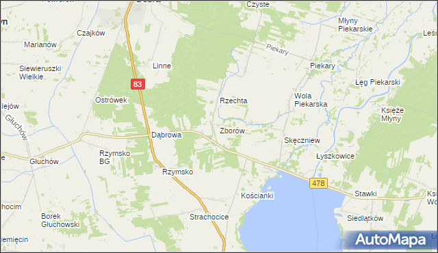 mapa Zborów gmina Dobra, Zborów gmina Dobra na mapie Targeo
