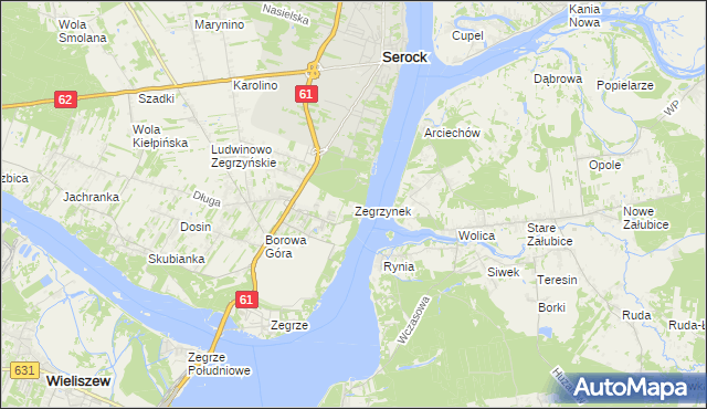 mapa Zegrzynek, Zegrzynek na mapie Targeo