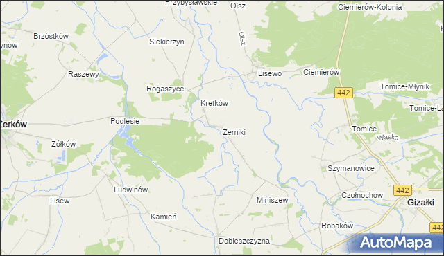 mapa Żerniki gmina Żerków, Żerniki gmina Żerków na mapie Targeo