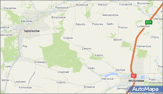 mapa Zielonki gmina Sędziszów, Zielonki gmina Sędziszów na mapie Targeo